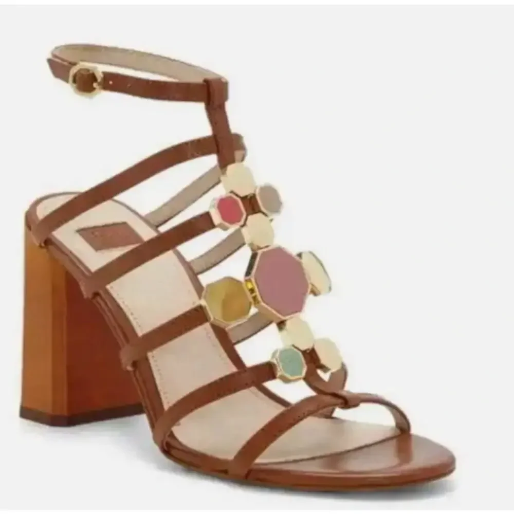 Louise et Cie Leather Strappy Block Heeled Sandals Leeba Women's 9.5‎ Party Work
